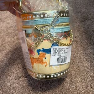 Disney Loungefly Carousel Bucket Bag with Gold and Blue Accents